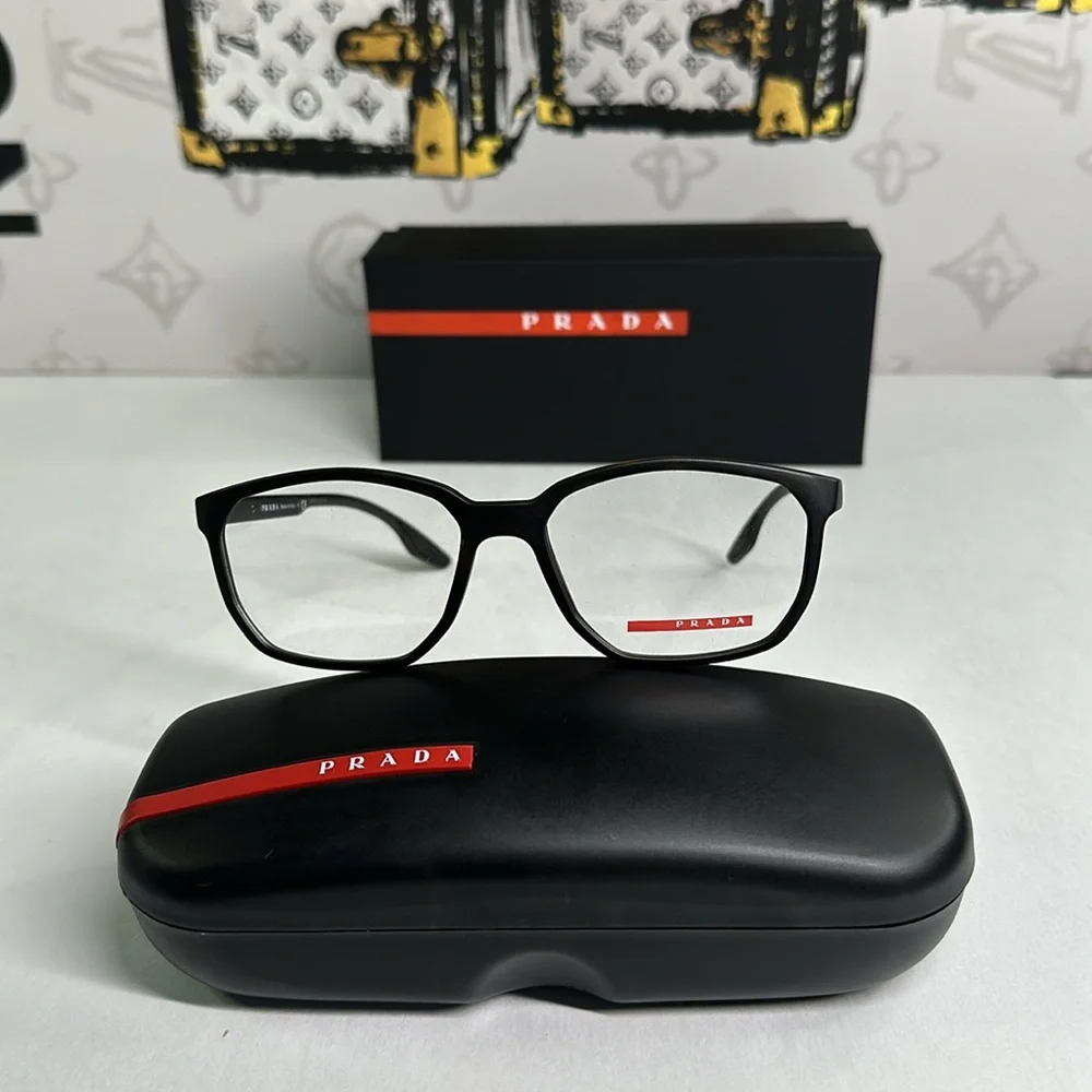 💯 Authentic-Prada Linea Rossa Demo Geometric Men's Eyeglasses PS 03MV 5641O1 53. - Picture 9 of 11